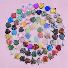 20mm Heart Stone Pendants Charms 72Colors Gemstone Reiki Healing Stone Beads Quartz for DIY Bracelets Necklaces Earrings Making Jewellery Findings Accessories