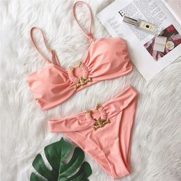 Pink Sexy Bikinis Women's Swimwear Female Swimsuit Swim Wear Bathing Suits Brazilian Girls Bikini Set Beachwear Pool Bather 240116