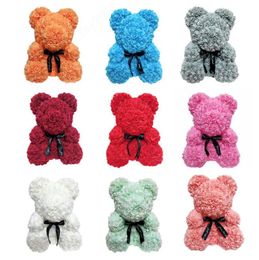 Drop 40cm Red Teddy Rose Bear Plush Flower Dolls Artificial Toy Christmas Gifts for Women Valentine6854245
