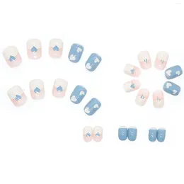 False Nails Blue & White Short Chip-Proof Smudge-Proof Fake For Manicure Lovers And Beauty Bloggers