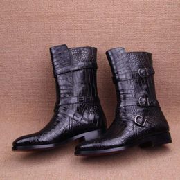 Модельные туфли Ly из натуральной крокодиловой кожи, мужские высокие сапоги, модная обувь, основа высшего качества