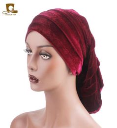 New Women Velvet Rasta Headdress Head Wrap Hat African turban Beanie Hair Loss Chemo Head Wrap Cap Slouchy Baggy Cap55921432688087