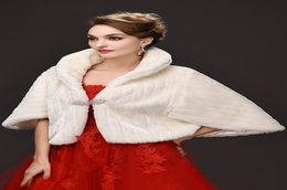 2018 Whole Winter Cheap Fake Faux Fur Wedding Jackets Long Sleeves High Neck Wedding Shawl Bolero For Wedding Special Occasion4702794