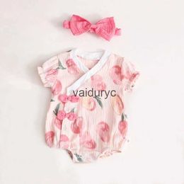 Sets Lawadka 0-12M Newborn Baby Girl Bodysuits Headwear Print Cotton Summer Infant Jumpsuits Fashion Toddler Baby Clothes For Girls H240508