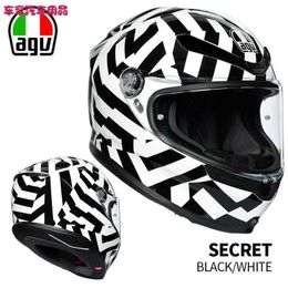 Full Face Open Italian Agv Motorcycle Helmet Female k Carbon Fibre Full Helmet Male Four Seasons Universal Anti Fog Motorcycle Running Helmet QAW7