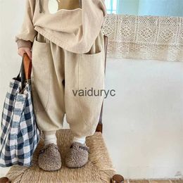 Trousers 2023 Autumn New Girls Cotton Harem Pants Solid Children Loose Trousers Fashion Boys Casual Pants Loose Kids Clothes H240508