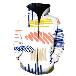 graffiti art 3D Printing Hoodie Korean Streetwear Men's and Women's Oversized Sweatshirt Zipper Children's Pullover Tops 240116