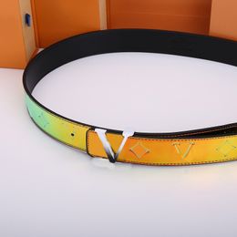 Mens belt Colourful leather belt for woman designer letters smooth buckle cintura fashionable luxury belt jeans dress waist accessories trendy street hg080