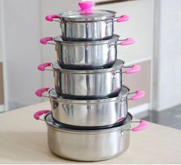 Cookware Sets Wholesale Pot Set 10 Pieces Stainless Steel Milk Soup Cookerware Steamer Gift 16CM 18CM 20CM 22CM 24CM Kitchenware