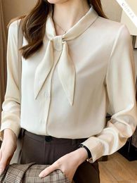 Women's Blouses Oiinaa Shirts For Women Tops Chic Bow Tie Designer Blouse Elegant Comfortable Single Breasted Office Ladies Fashion Casual