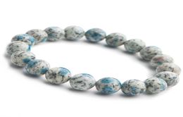 Woman Men Stretch Crystal Natural Stone Bracelet 11mm 12mm Genuine Granite Azurite Blue Crystal Natural K2 Jas per Bracelet9633016