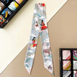 Scarves Twill Silk Ribbon Scarf Women Fashion Girl Kerchief Neck Hairband 86 5cm No Box