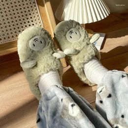 Slippers LOVELY Cartoon Sheep Women Home Cotton Slipper For Indoor House Bedroom Flats Warm Winter Shoes MEN