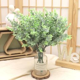 Decorative Flowers 2Pcs Plastic Eucalyptus Artificial Plants Green Water Grass Fake Flower Wedding Home Office Table Centrepieces