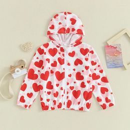 Jackets FOCUSNORM 3-8Y Autumn Winter Kids Girls Jacket Outwear Long Sleeve Heart Print Hooded Zipper Casual Coats