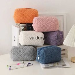 Storage Bags Kawaii Simple Plush Travel Cosmetic Lipstick Storage Bag Women Makeup Organizer Handbags Purse Stationery Pencil Cases Pouch Bagvaiduryd