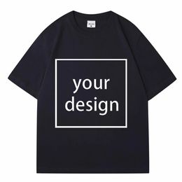 Customised Streetwear Summer Men T-shirts 100% Cotton DIY Design Thin Basic Loose T Shirt Unisex Casual Breathable Tops 240117