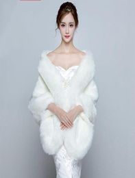 White Elegant Winter Wedding Fur Coat Manteaux Mariage Blanc Wedding Jacket Formal Shrugs For Women Coat Winter 2017 In Stock3968763