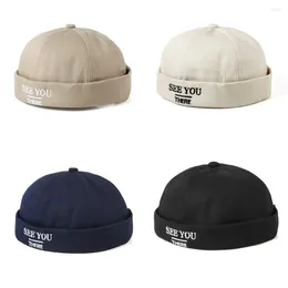 Ball Caps Letter Printing Cotton Docker Cap 2024 Street Style Wear All Seasons Brimless Hip Hop Hats Solid Colour Beanie Unisex