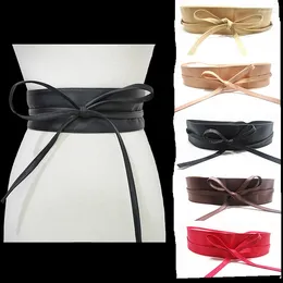Belts Women Wide PU Belt With Bow Tie Ladies Fashionable Decorative Waistbelt Clothing Accessories