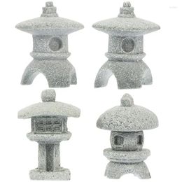 Garden Decorations 4pcs Mini Pagoda Statue Japanese Sandstone Lantern Bonsai Micro Landscape Decoration Miniature Tiny