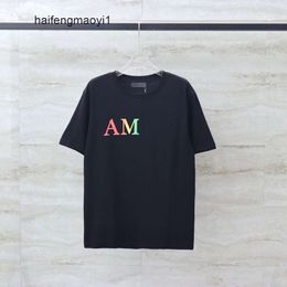 summer personality Short amar miri 2023 amari Mens T shirts Designer Clothing rainbow amirl letter Splash ink TShirt Men amis Sleeve AM Summer Tops T Shirt Male F