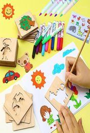 Drawing Stencil Kits Art and Craft Set with Colored Pens Drawing Hollow Model 56 Pieces Educational Toy for Children Ages 3614231098