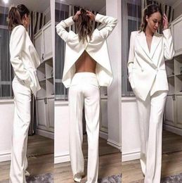 2021 White Women Suits Back Split Work Party Wear For Ladies Loose Fit Business Tuxedos Guest Wedding Prom Party Ogstuff5093087