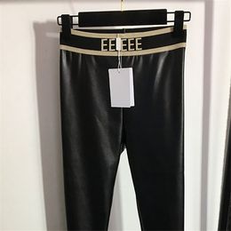 High Waist Women Pants Letters Webbing Leggings Black Bottomig Pants For Woman Luxury Design Fashion Nine Length Trousers
