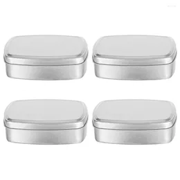 Storage Bottles 4Pcs Empty Aluminium Jars Square Refillable Containers For Candles Cosmetics