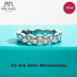 Band Rings AnuJewel Moissanite WeddBand Leaf Rings D Colour VVS1 925 SterlSilver Lab Created Diamond Eternity Bezel RJewelry J240118