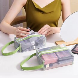 Storage Bags Mesh Transparent Cosmetic Clear Black Makeup Bag Portable Women Travel Toiletry Organiser Lipstick Pouch