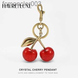 Lanyards Keychains Handbag Pendant Keychain Women's Exquisite Internet Famous Crystal Cherry Car Accessories High Grade 231025 YHGQ