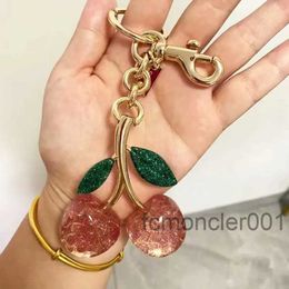 Key Rings Cherry Keychain Bag Charm Decoration Accessory Pink Green High Quality Luxury Design 231218 OA8E