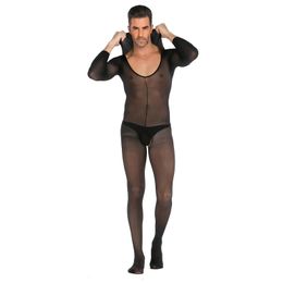 Hood Manlig underkläder Sexig spetsunderkläder Jumpsuit Strumpor Sleepwear Leggings Set Gay Sissy underkläder för män Vuxen 240118