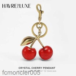 Keychains Lanyards Handbag Pendant Keychain Women's Exquisite Internet Famous Crystal Cherry Car Accessories High Grade 231025 QYBC