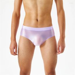 Underpants Woman's And Men's Glossy Oversized Pants Solid Bikini High Score Sexy Bottomed Underwear Shiny Mens