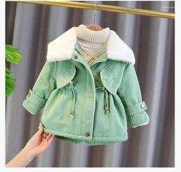 Jackets Toddler Girls Winter Coat Overcoat Outerwear Children Padded Coats Plus Velvet Clothes Fur Collar Clothing