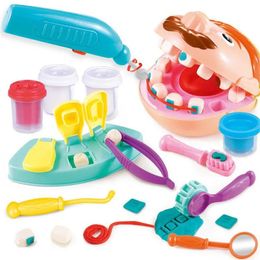 Children Plasticine Tools Pretend Play Toy Dentist Cheque Teeth Model Set Clay Mould Role Early Learning Toys 240117