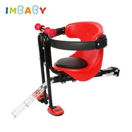 Saddles Imbaby Bicycle Baby Seat for Kids Child Safety Seat Carrier Front Seat Saddle Cushion with Back Rest Foot Pedals Bike Child Seat