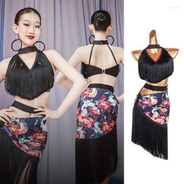 Stage Wear Adult Latin Dance Competition Costume Fringe Tops Skirt Sexy Rumba Samba Practise Dancewear Women ChaCha Dancing Clothes VDB6932