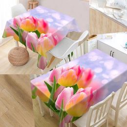 Table Cloth Flowers Tulips Cover Printing Waterproof Tablecloth More Size Tablecloths Kitchen Wedding El Decoration