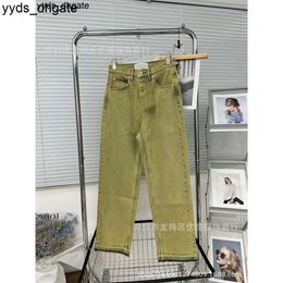 Lowes South Oil High end Women's Wear 2023 New Jeans Loose Straight Yellow Mud High Street Trendy Casual Draping Pants UK9V