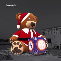 wholesale Large Advertising Inflatable Christmas Bear Balloon Cartoon Animal Mascot Model Air Blow Up Brown Bear For Outdoor Show