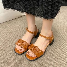 Sandals Summer Women Mid Heels Open Toe Beach Slippers 2024 Designer Elegant Chunky Shoes Dress Flip Flops Pumps Mujer Slides