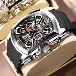 Other Watches SIBOTTE Mechanical Sile Week Calendar Mens es 50M Waterproof Year Month Hollow out for men Luminous Luxury Q240118