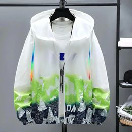 Ultralight Trendy UV Protection Quick Drying Windbreaker Antiwrinkle Jacket Gradient Print Daily Clothing 240117