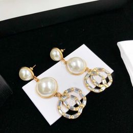 Stud Luxury designer earrings Pearl Crystal Dangle Earrings Letter G Women's Crystal Rhinestone Pearl Earring Wedding Party Jewellery