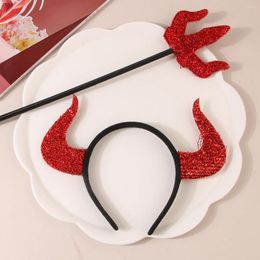 Hair Accessories 2Pcs/Set Black Halloween Cosplay Hairbands Demon Horn Headband Headwear Party Christmas Decoracion Magic Wand Accessoires