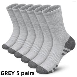 Men's Socks 5 Pairs High Quality Professional Sports Running Outdoor Hiking Sweat Wicking Anti Slip Mid Length